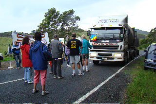 Russell protesting the actions of the Far North District Council